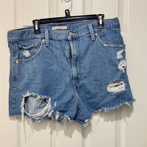 Levi's Blue Distressed Jean Shorts